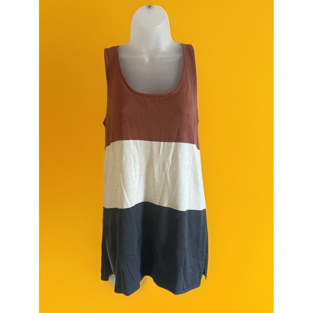 Andree by‎ Unit Ivory Color Block Sleeveless Top Women's Size Small Summer Brown